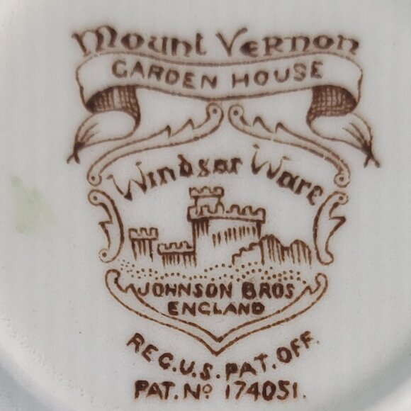 Flat Cup & Saucer Set - Mount Vernon Garden House Windsor Ware-Brown Multicolor - Picture 7 of 8